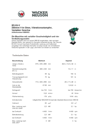 Costipatori Diesel e Benzina Wacker Neuson BS 65 V 11
