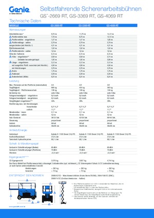 Piattaforme aeree verticali a pantografo su ruote Genie GS-3369 RT