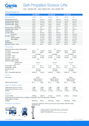 Piattaforme aeree verticali a pantografo su ruote Genie GS-3369 BE