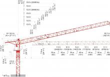 Gru a torre a braccio impennabile Wolffkran 166 B US