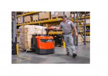 Transpallet elettr. a timone guida terra Linde EW40